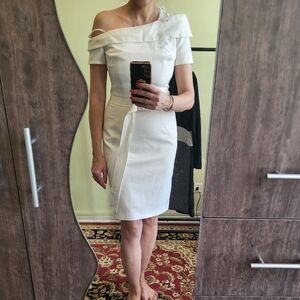 Black Halo One Shoulder White Dress